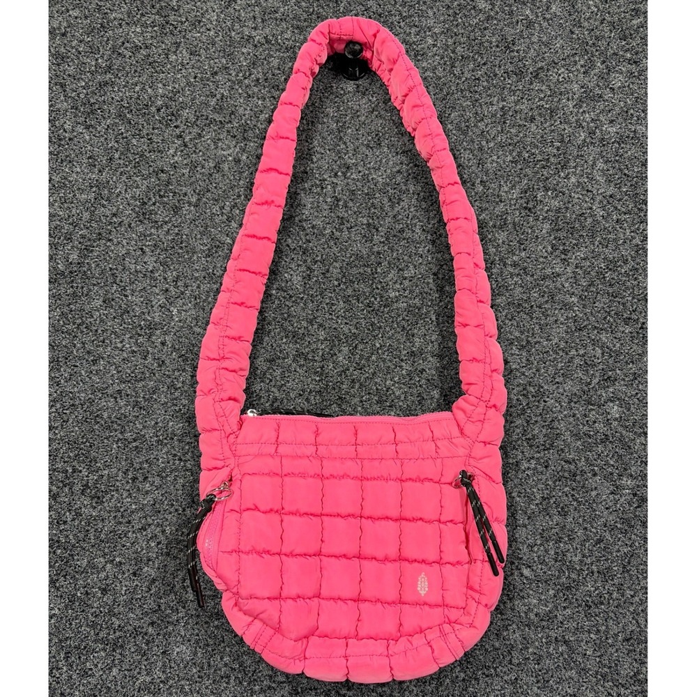 Free People FP Movement Bag Womens Pink Quilted Carryall Puffer Tote Crossbody